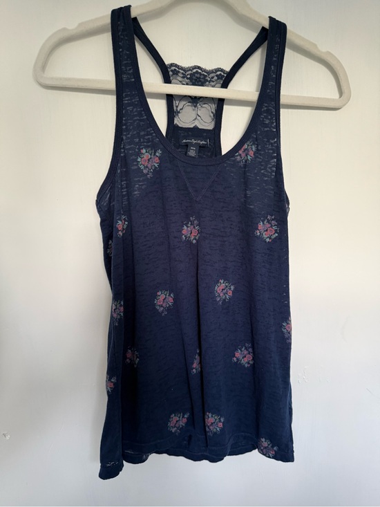 American Eagle Outfitters Tops - American Eagle Outfitters Y2K Floral Burnout Lace Racerback Tank M